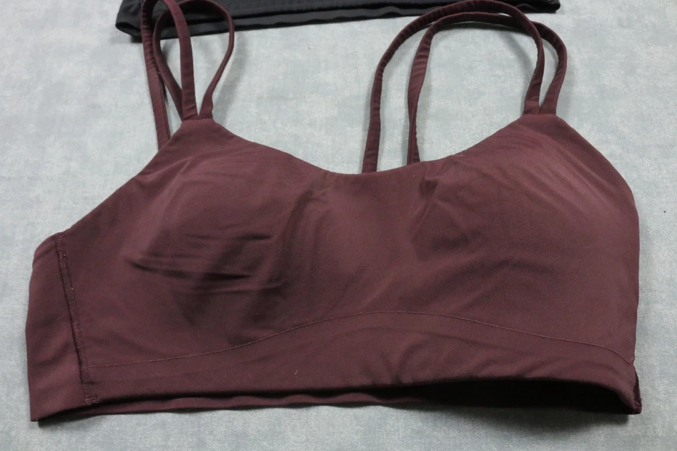Lululemon Sports Bra Womens 6 Black Burgundy Strappy Yoga Workout Lot of 2 - Image 2 of 4