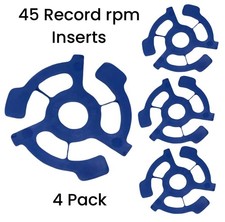4 Blue 45 rpm 7" Record Plastic Adapter Snap-In Inserts Turntable
