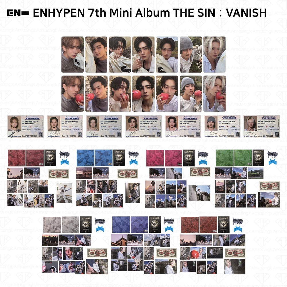 Enhypen The 7th Mini Album THE SIN:VANISH Digipack ver. Photocard