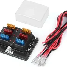 6 Way DC 12~32V Blade Fuse Box Holder Fuse Block -6way+fuses cables