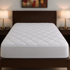 Comfort Deluxe Quilted Fitted Mattress Pad, Polyester, Queen, Full, or Full-XL