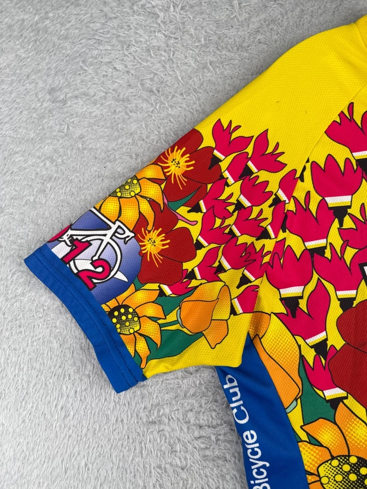 Jersey de ciclismo Voler adulto 2XL XXL azul amarillo flor silvestre siglo 1/2 cremallera polietileno Foto 3 de 4