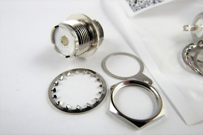 UHF SO-239 Type Female Chassis / Bulkhead Mt. Round Hole Connector With Hardware