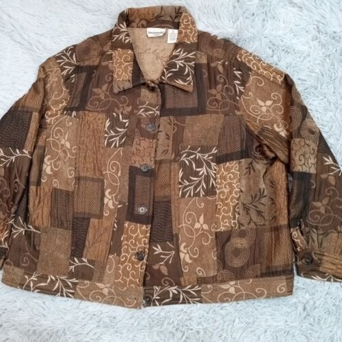 Breckenridge Jacket Womens Plus 2X Brown Autumn Fall Festive Pockets Button Up