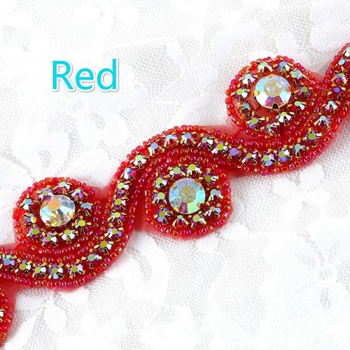 90CM AB Crystal Rhinestone Beaded Trim Ribbon Applique DIY Belt Bridal Dress Sew - Picture 13 of 23