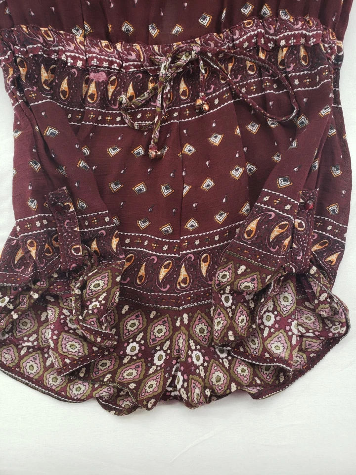 En Creme Womens Size S Paisley Striped Pattern Boho Short Sleeve Romper NWT - Image 3 of 4