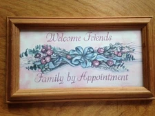 Debra Jordan Meyer Wood Framed Print Under Glass Welcome Friends 12" x 7" Signed