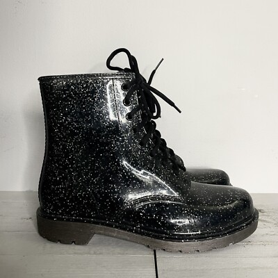 Combat Boots Black Glitter Rain Boots CIRCUS By SAM EDELMAN