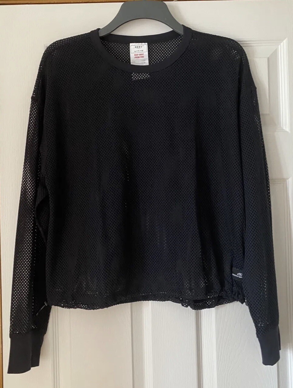 New DKNY Sport Black Mesh Top Sweatshirt SIZE M  BNWT Crew Neck RRP £70 image 2