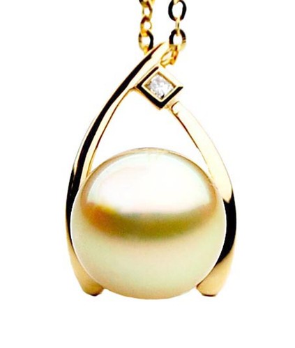 12mm Natural Golden South Sea Pearl Pendant Pacific Pearls® Gifts For ...