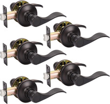 5 Pack Oil Rubbed Bronze Door Handles - Non-Locking Passage Levers