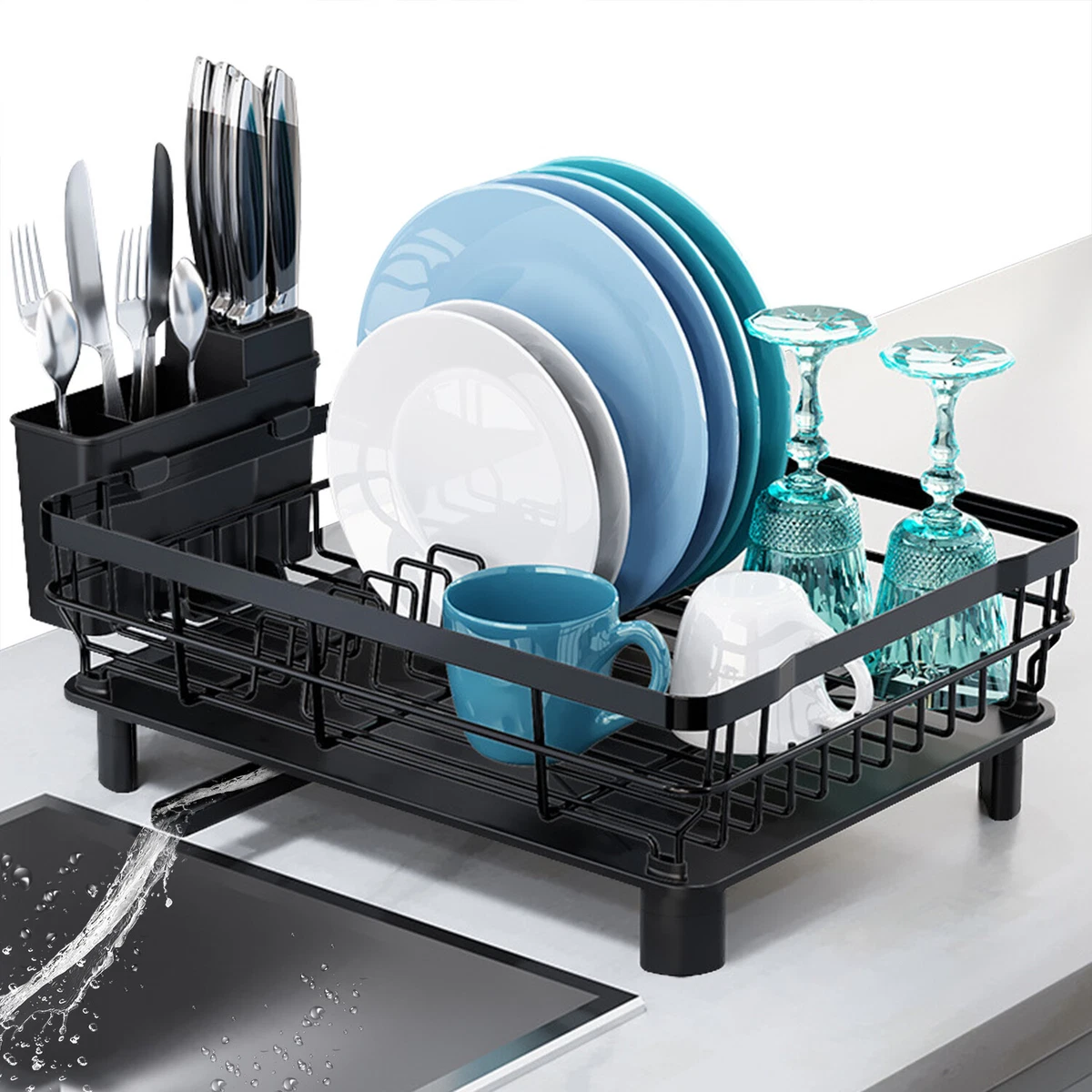 Kitchen Dish Drying Rack, Drain Rack, Kitchen Counter Rack With Cutting  Board Holder, Space Saving Dish Rack, 3 Layers And 2 Layers Kitchen Drying  Rack With Cutlery Holder, Dishes, Knives, Spoons, And