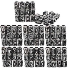 72 Pcs Norse Viking Runes Beads DIY Hair Beard Braiding Beads for Bracelets