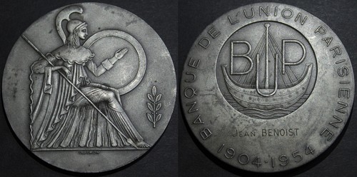 Rare Antique Art Deco Silver French Medal By Simon Bank Paris Scarce - Picture 5 of 5