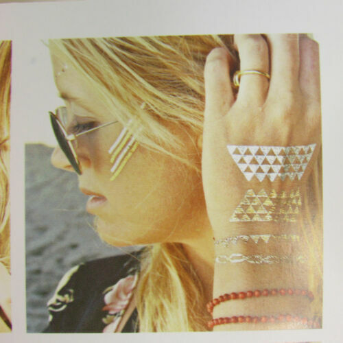 9 Blatt Gold Temporäre Tattoos – Glitzer Metallic Für Damen, Festival, Party, Wasserfest