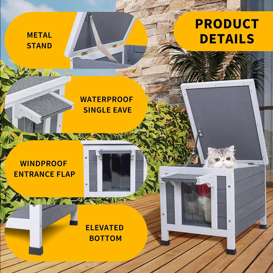 Outdoor Cat House Weatherproof Shelter Ferrel Cats Dogs Rabbits Hutch