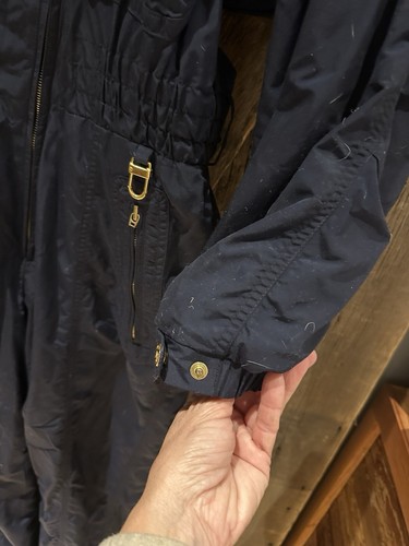 BOGNER 90s One Piece Snowsuit Navy/gold Accents Full Zip Front, Legs Wms Sz 10 - Picture 11 of 14
