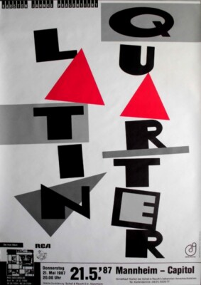 LATIN QUARTER - 1987 - In Concert - Mick & Caroline Tour - Poster - Mannheim