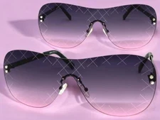 Oversized Contemporary Modern Retro Shield Stylish SUNGLASSES Flat Purple Lens