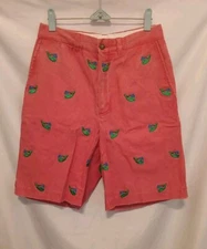 Murray's Toggery Shop Plain Front Short Whale Embroidered Men 28 Burnt Red Chino