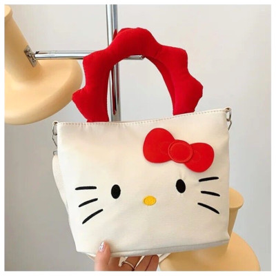 Sanrio Hello Kitty Japan White Red Bow ClassicTote Bag Authentic 2WAY Handbag