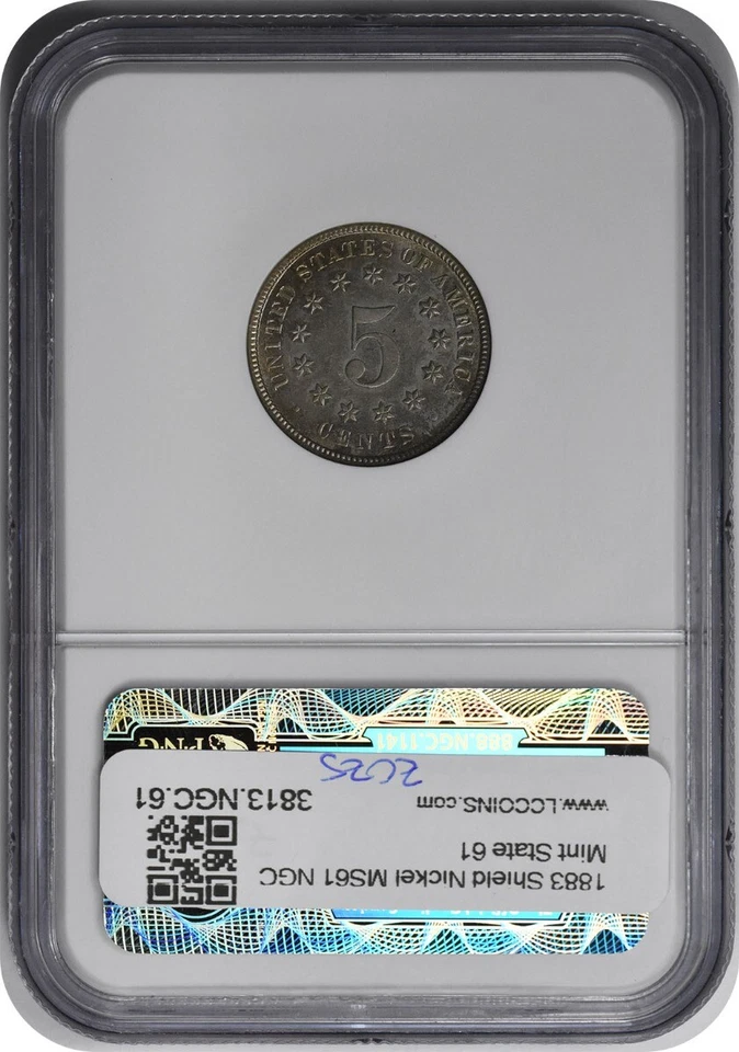 1883 Shield Nickel MS61 NGC - Image 2 of 2