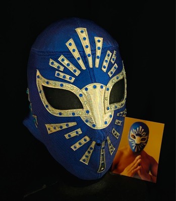 Masque De Lucha Libre Dédicacé Místico - Fabriqué Par Bucio - Bleu - Taille Unique