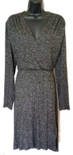 SPENSE sz XL Faux Wrap Heather Gray LS Sweater Dress as-s 23" ws-s 18" sh-h 41"