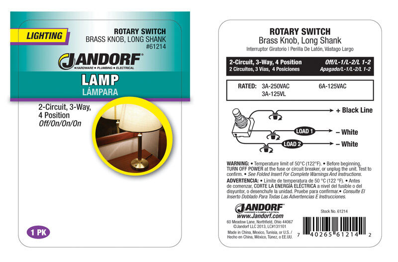 Jandorf Specialty Hardw Switch Rotary 2Circ 3Wy Brass 61214