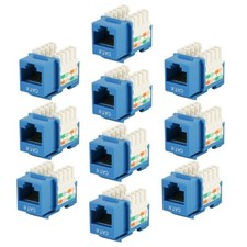 10 Pcs CAT6 RJ45 Network LAN Ethernet Keystone Jack 100 Punch Down Snap In Blue