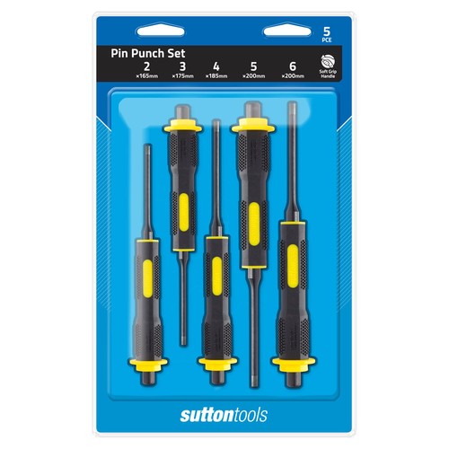 SUTTON TOOLS 5pce PIN PUNCH SET WITH SOFT GRIP HANDLES - Picture 2 of 4