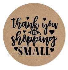 THANK YOU FOR SHOPPING SMALL KRAFT ENVELOPE SEALS LABELS STICKERS SMALL BUSINESS