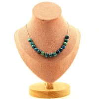 Halskette 15 Perlen Blaues Tigerauge 8 Mm. Kette Aus Edelstahl Halskette Frauen