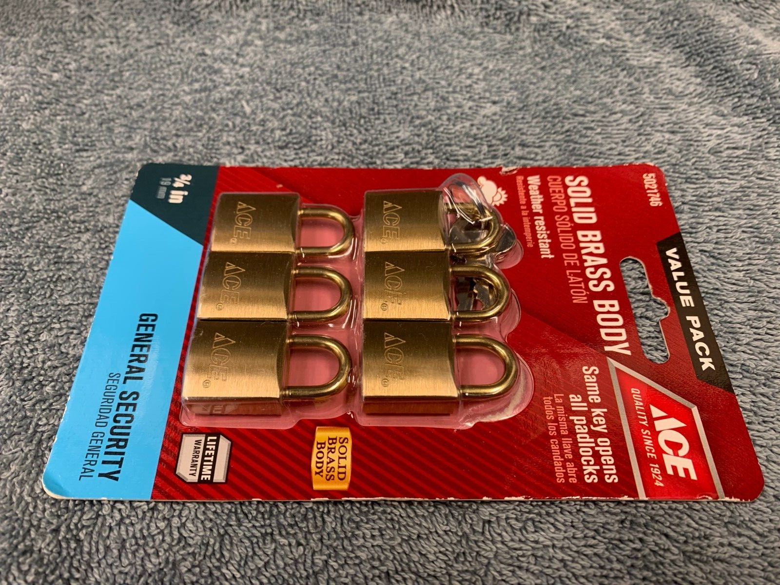 ACE 3/4" Solid Brass Mini Luggage Pad Locks with Keys  6-PACK