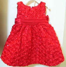 Rare Editions 2 Pc Red Sequin Swirl Christmas Party Dress & Bloomers 12M