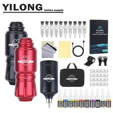 Wireless Tattoo Pen Machine Kit Complete with Power Supply Cartridge Needles Ink