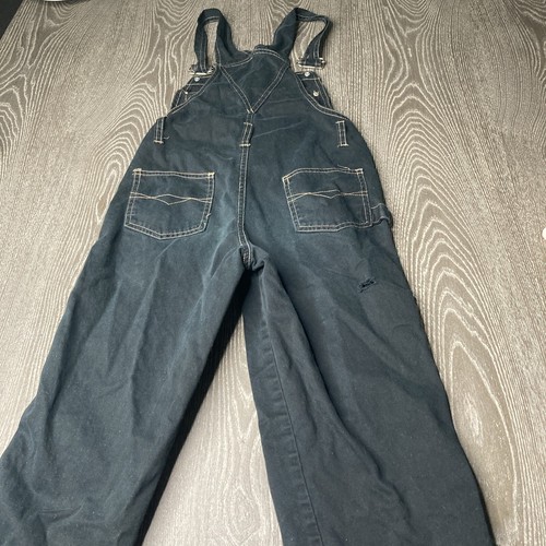 Vintage 90s Xhilaration Overalls Girls 7/8 M Black Denim Grunge Skater Y2K - Picture 11 of 12