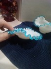 Fenton Aqua Blue 3 Piece Candy Dishes with Ruffled Edge and Hobnail Design — photo 5