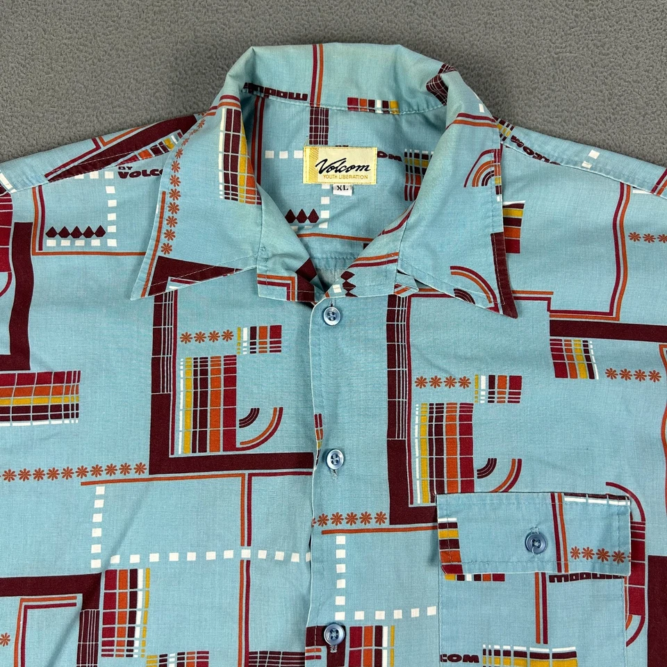 Vintage Volcom Shirt Mens XL Youth Liberation Modulator Blue Button Up Y2K Skate - Image 3 of 4