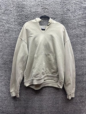 John Elliott Beach Relaxed Fit Fleece Crop Distressed Pullover Hoodie Men Size S