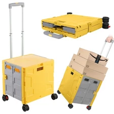 Foldable Shopping Utility Cart Portable Rolling Crate Handcart with 360°Rotat...