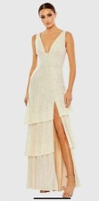 Mac Duggal #27046 Sequin Asymmetrical Ruffle Tiered Gown, Size 10, NWT