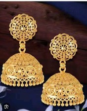 New Gold Plated Earring IndianJhumka Drop Dangle Chandelier Bollywood JewelryBig