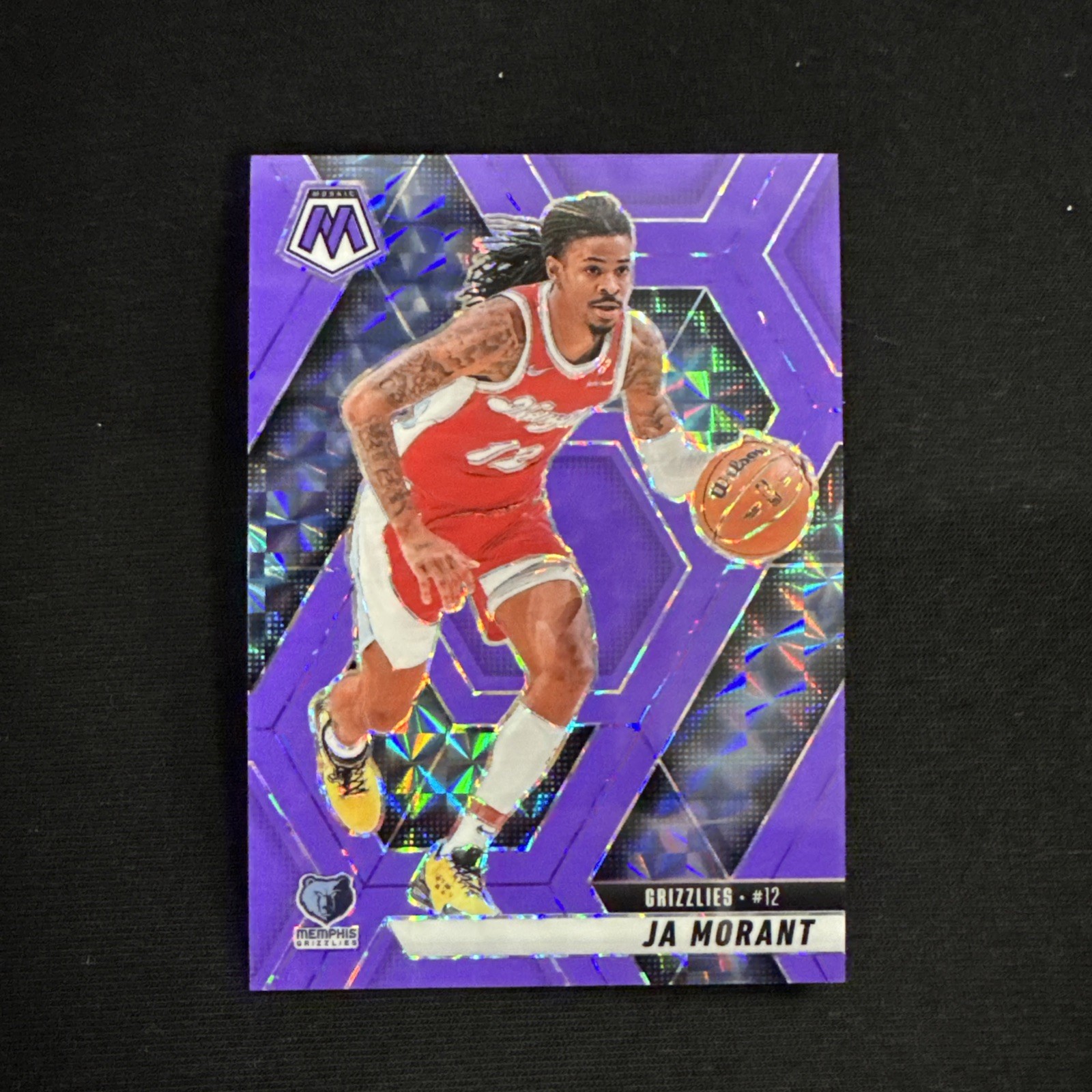 Ja Morant 2024 Panini Mosaic Purple Fluorescent Mosaic /249 #195 Grizzlies
