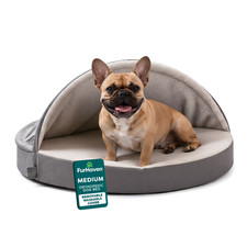 FurHaven Faux Sheepskin Snuggery Burrow Orthopedic Dog Bed Gray 26" NEW