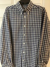 Daniel Cremieux Signature Collection Men's L Long Sleeve Button Blue Plaid Shirt