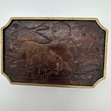 Duck Belt Buckle Mallard Hunter Sportsman Leather Brass USA