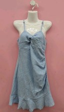 Shein Bohemian Tropical Sleeveless Textured Twist Knot Mini Dress Medium Blue