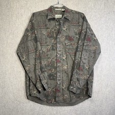 Vintage Eddie Bauer Shirt Mens XLT Brown Button Up Long Sleeve Elkhorn Canvas