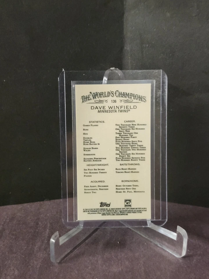 2022 Topps Allen & Ginter Chrome Mini #136 Dave Winfield - Image 2 of 2